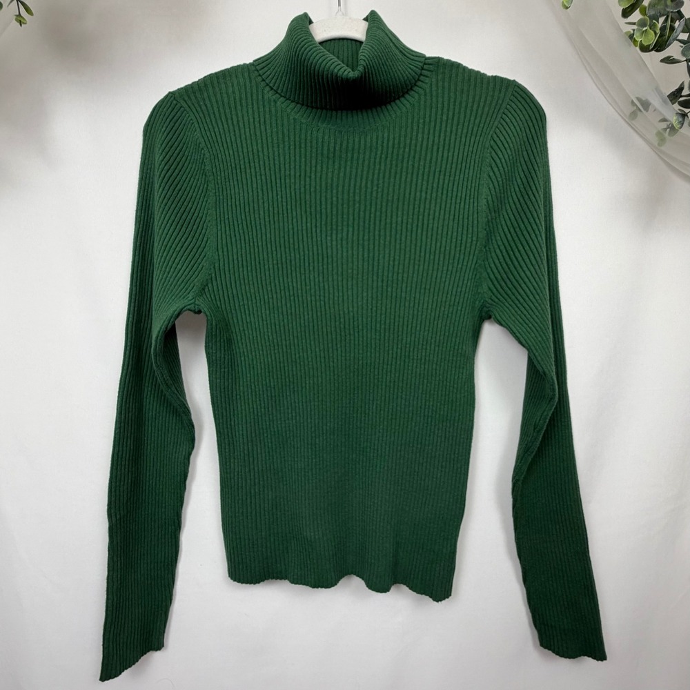 Old Navy SoSoft Lite Ribbed Turtleneck Sweater Green Large Long Sleeve